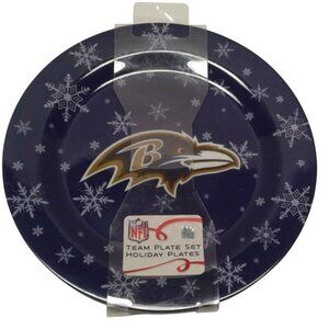 NFL Baltimore Ravens Team Logo Holiday Plastic Plate Set of 4 Melamine Ware NEW